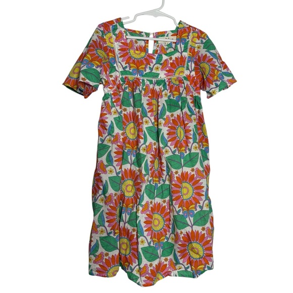 MINI BODEN Floral Cotton Flutter Sleeve Dress Multi in Daisy Vine Size 7-8 - Picture 1 of 6